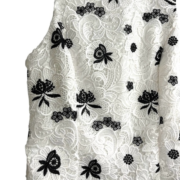 WHBM | White & Black Feminine Floral Romantic Lace Bodice Sleeveless Top Size 8P - Picture 6 of 8